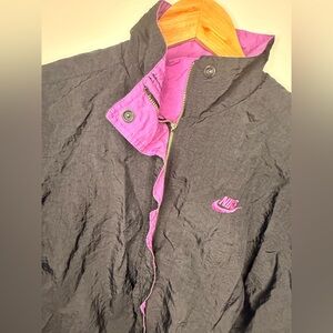 Vintage Nike Women’s Puffer Jacket Large Black Purple Pink Y2K